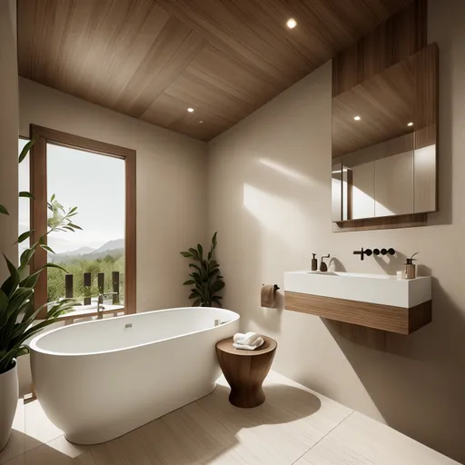 Organic Modern Bathroom design - AI generated interior design visualization