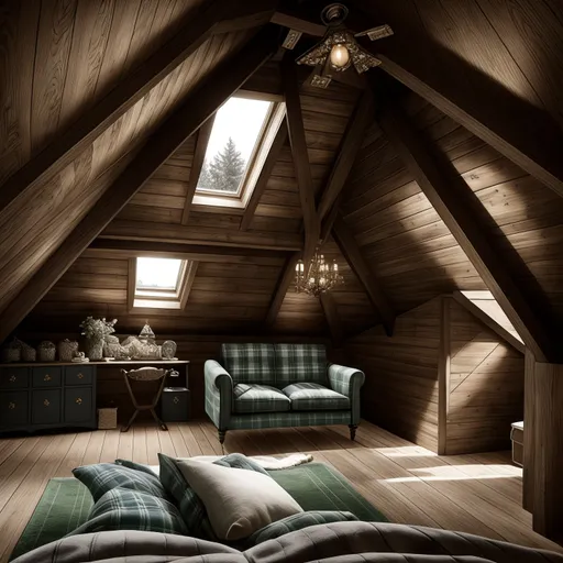 Preppy Attic design - AI generated interior design visualization