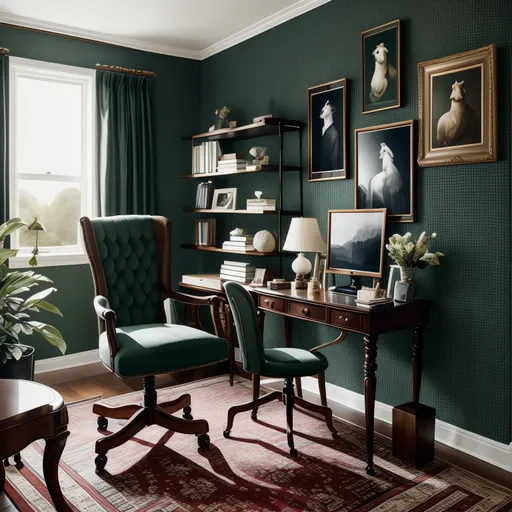 Preppy Home Office design - AI generated interior design visualization