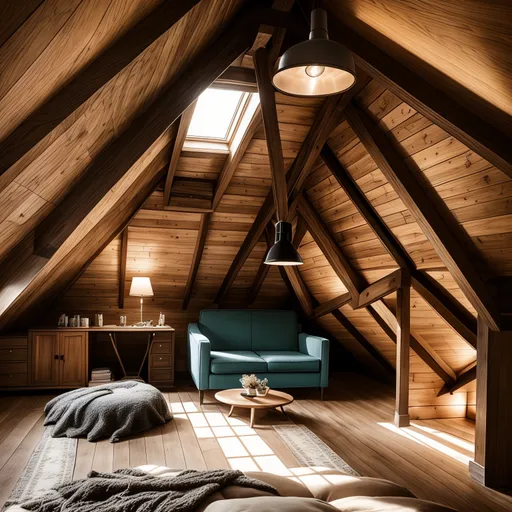 Retro Attic design - AI generated interior design visualization