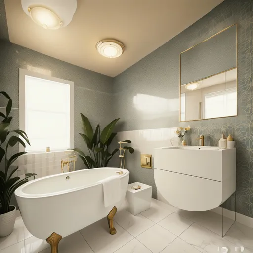 Retro Bathroom design - AI generated interior design visualization