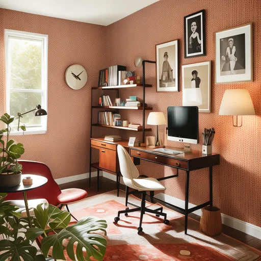 Retro Home Office design - AI generated interior design visualization