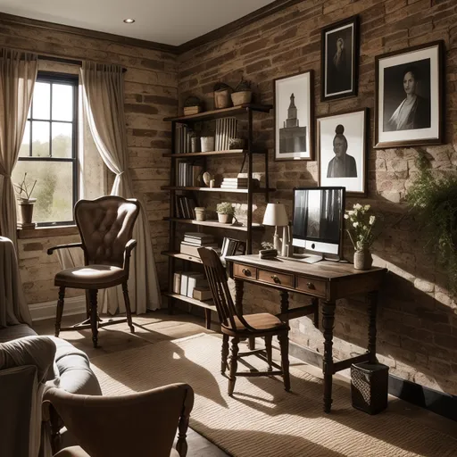 Rustic Home Office design - AI generated interior design visualization