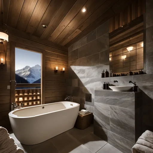 Ski Chalet Bathroom design - AI generated interior design visualization