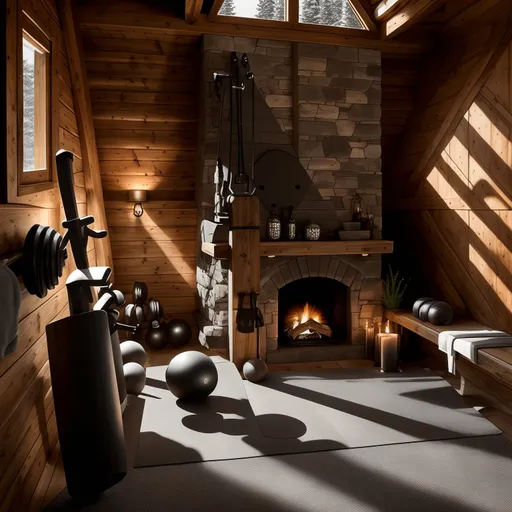 Ski Chalet Home Gym design - AI generated interior design visualization