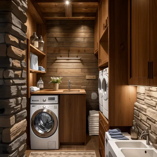 Ski Chalet Laundry Room design - AI generated interior design visualization