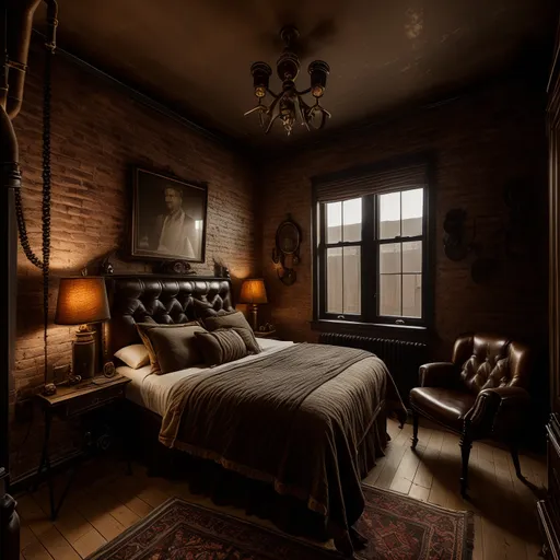 Steampunk Bedroom design - AI generated interior design visualization