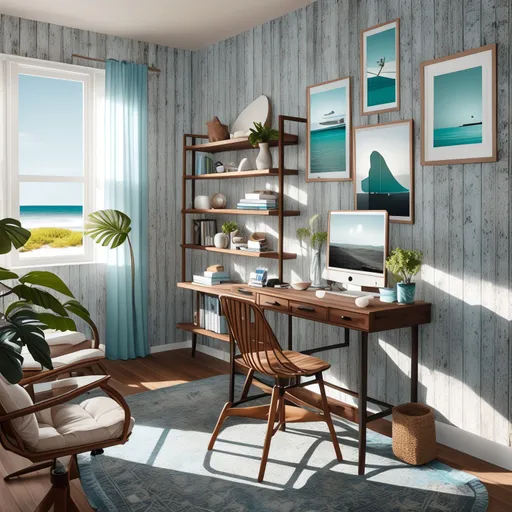 Surf Shack Home Office design - AI generated interior design visualization