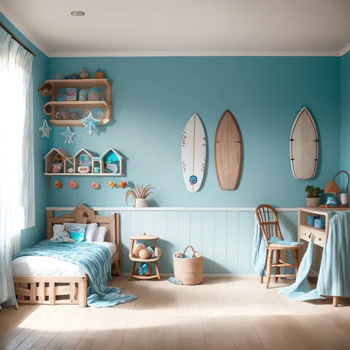 Surf Shack Kids Room design - AI generated interior design visualization