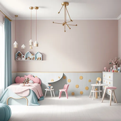Transitional Kids Room design - AI generated interior design visualization