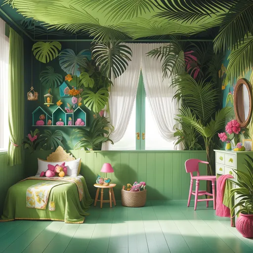 Tropical Kids Room design - AI generated interior design visualization