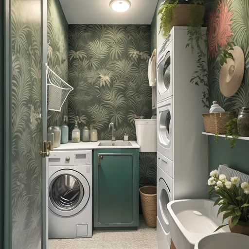 Tropical Laundry Room design - AI generated interior design visualization