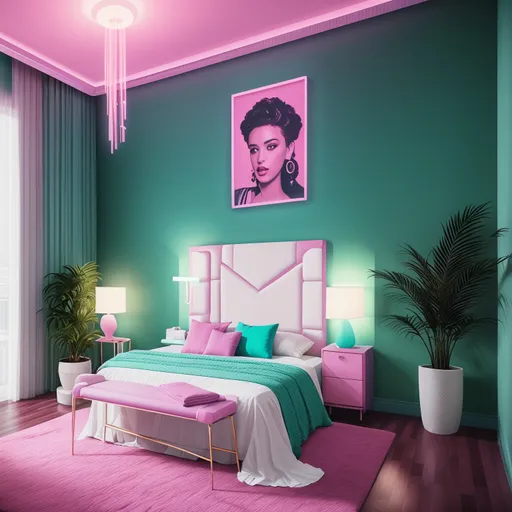 Vaporwave Guest Room design generated by AI