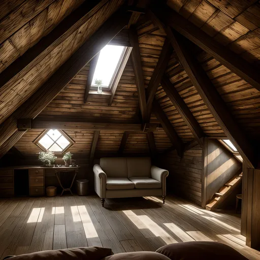 Vintage Attic design - AI generated interior design visualization