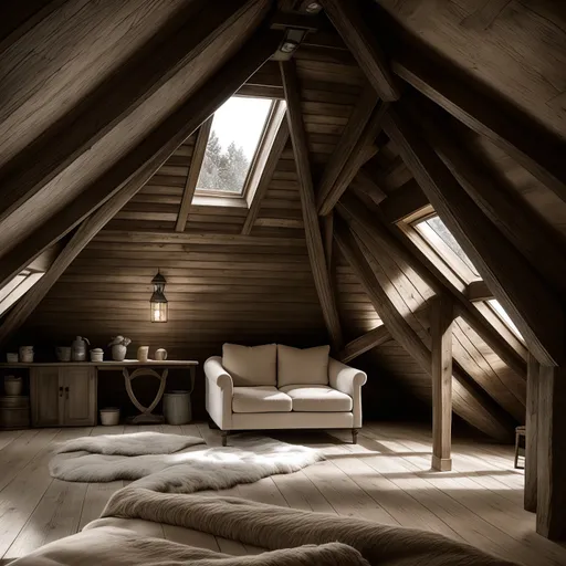 Wabi-Sabi Attic design - AI generated interior design visualization