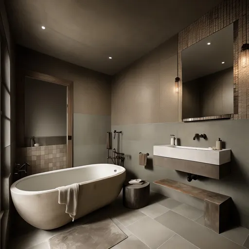 Wabi-Sabi Bathroom design - AI generated interior design visualization