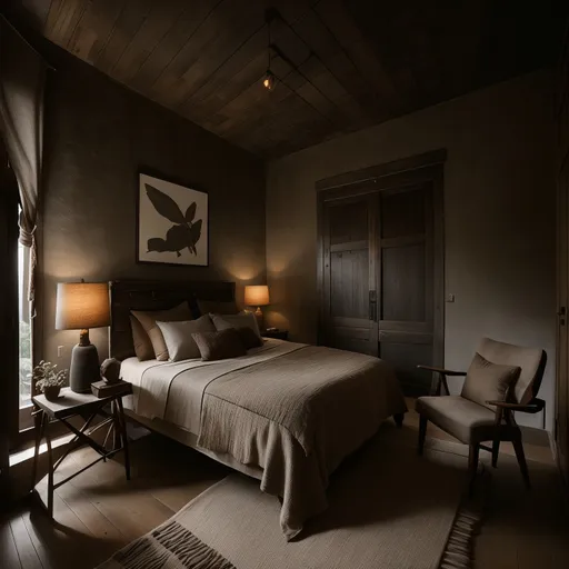 Wabi-Sabi Bedroom design - AI generated interior design visualization