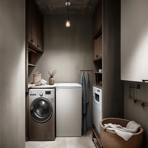 Wabi-Sabi Laundry Room design - AI generated interior design visualization