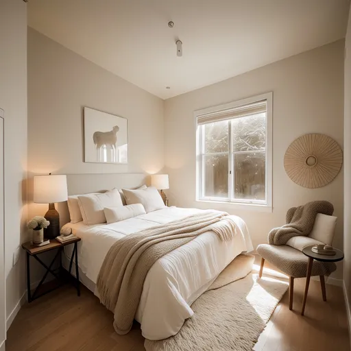 Warm Minimalism Bedroom design - AI generated interior design visualization