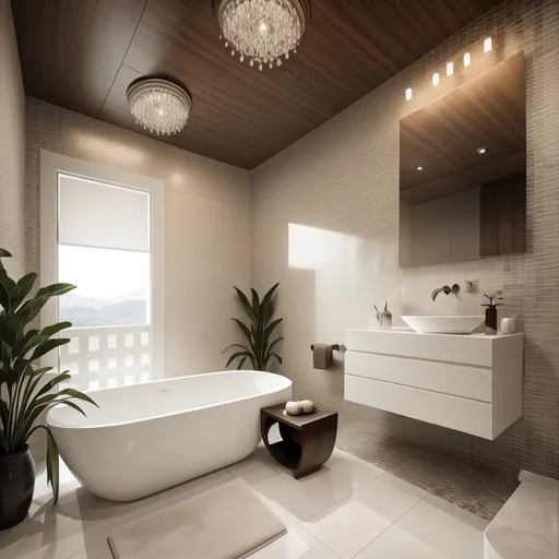 Zen Bathroom design - AI generated interior design visualization