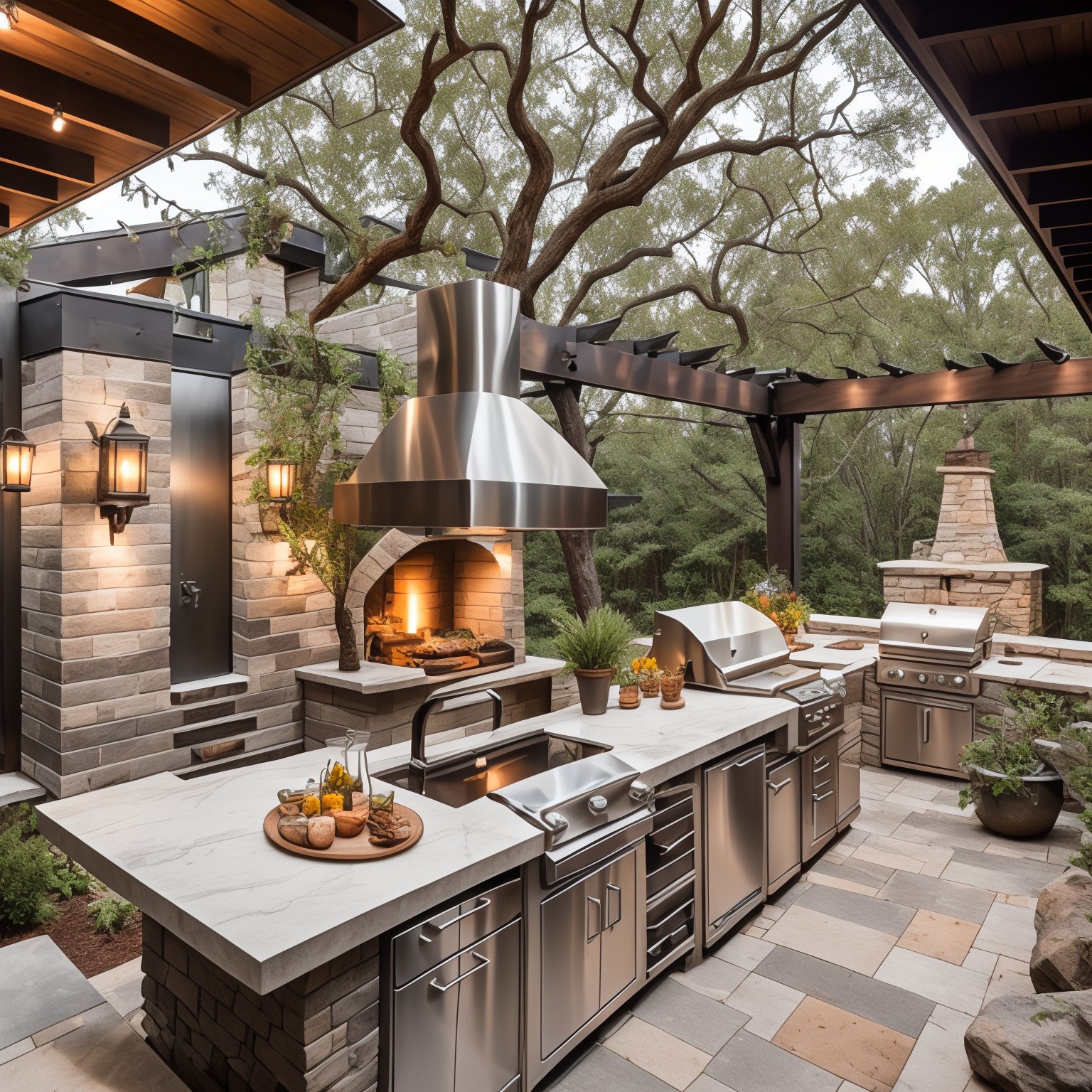 Nowoczesny styl boho Outdoor Kitchen