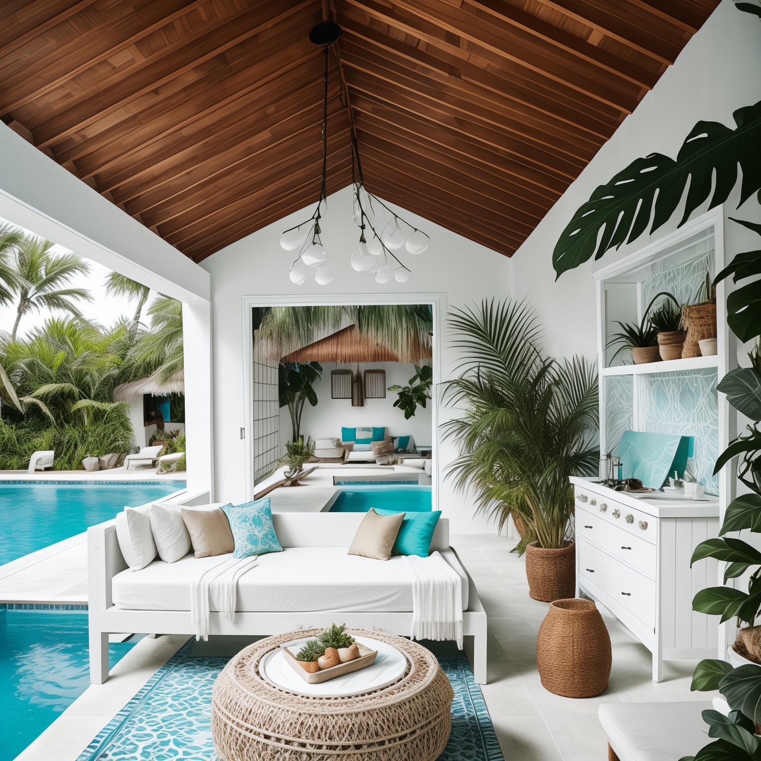 Nowoczesny styl boho Pool House