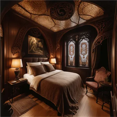 Art Nouveau Bedroom design - AI generated interior design visualization