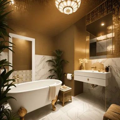 Bohemian Bathroom design - AI generated interior design visualization