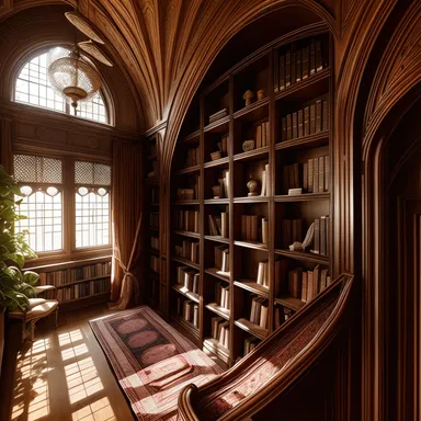 Bohemian Library design - AI generated interior design visualization