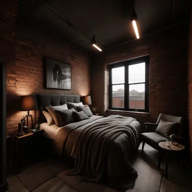 Industrial Bedroom design - AI generated interior design visualization