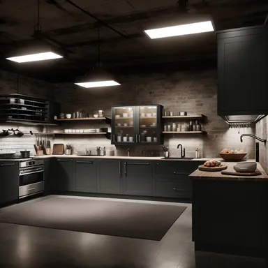 Industrial Kitchen design - AI generated interior design visualization