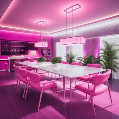 Vaporwave Dining Room design - AI generated interior design visualization