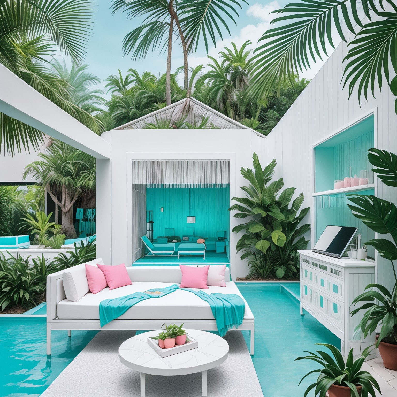 Vaporwave Pool House