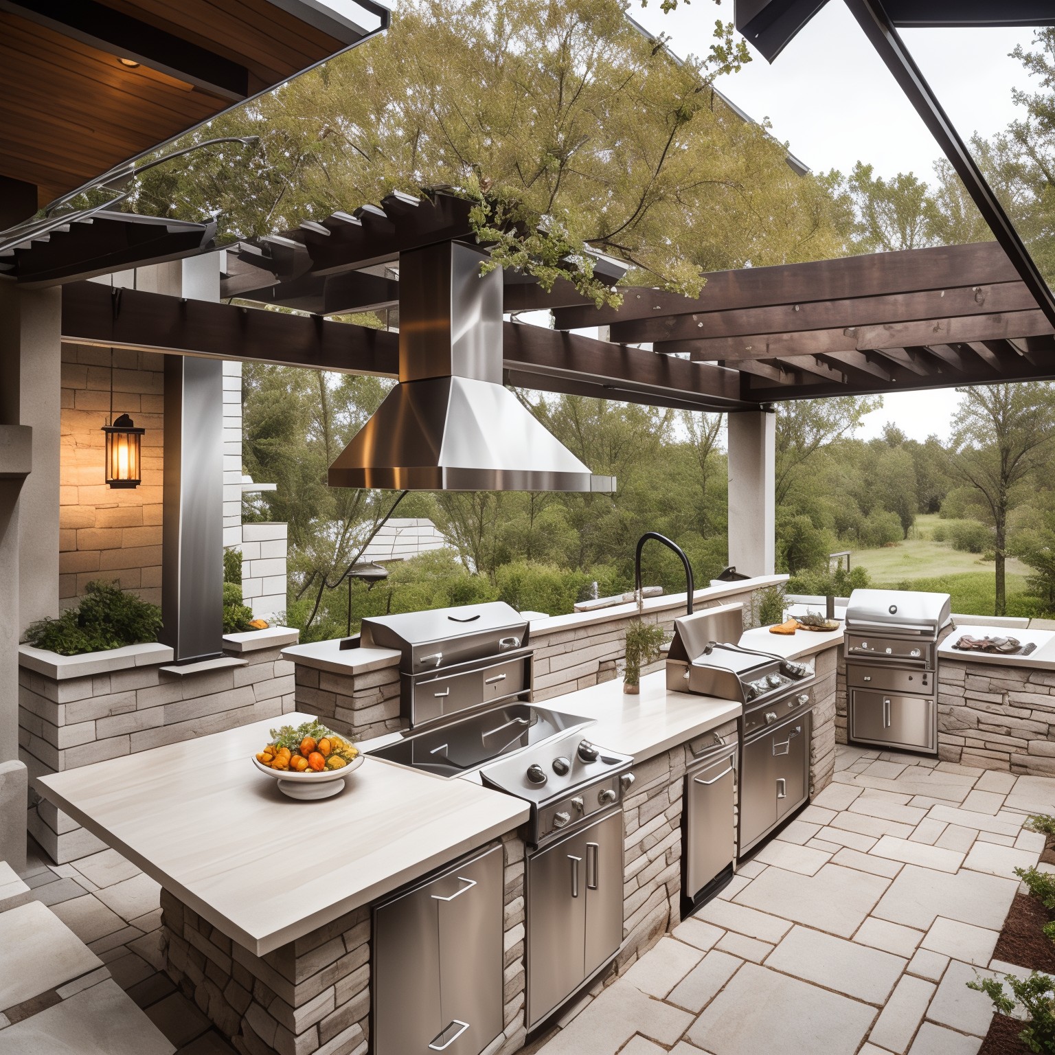 Warm Minimalism Outdoor Kitchen